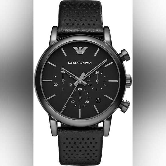 SOLD - Emporio Armani AR1737 Black Dial Black PVD Steel Unisex Chronograph Watch - Picture 9 of 14